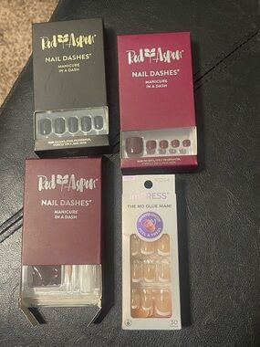 Red Aspen Nail Dashes & imPRESS Set - Burgundy, Black, Nude, Tan